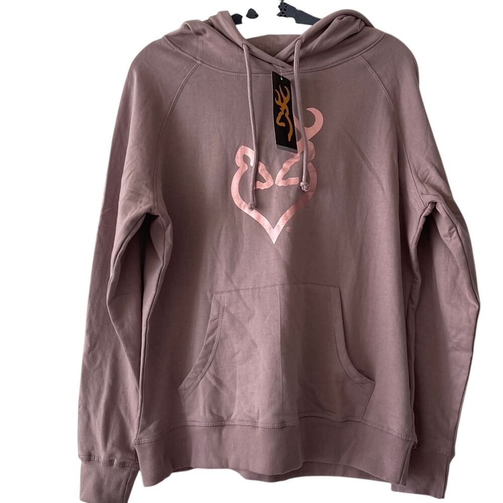 Browning Purple‎ Rose Gold Pullover Hoodie Large NWT